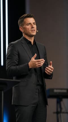 Pastor mid-sermon