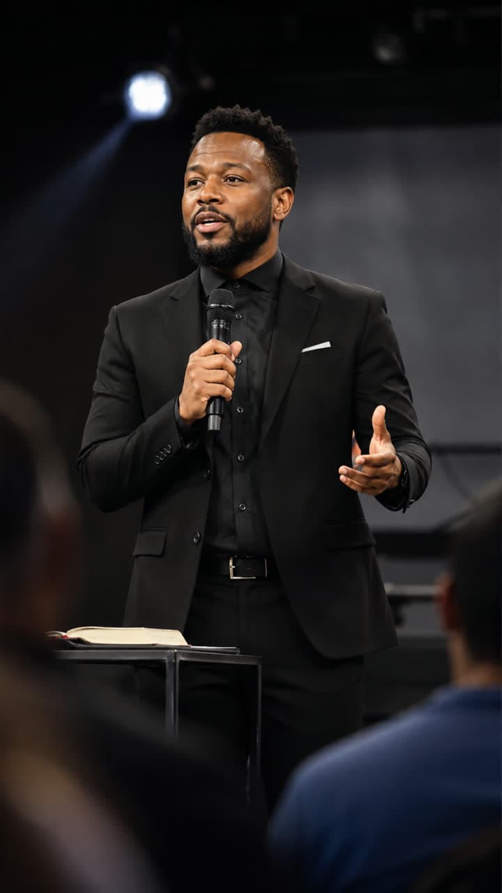 Preacher mid-sermon